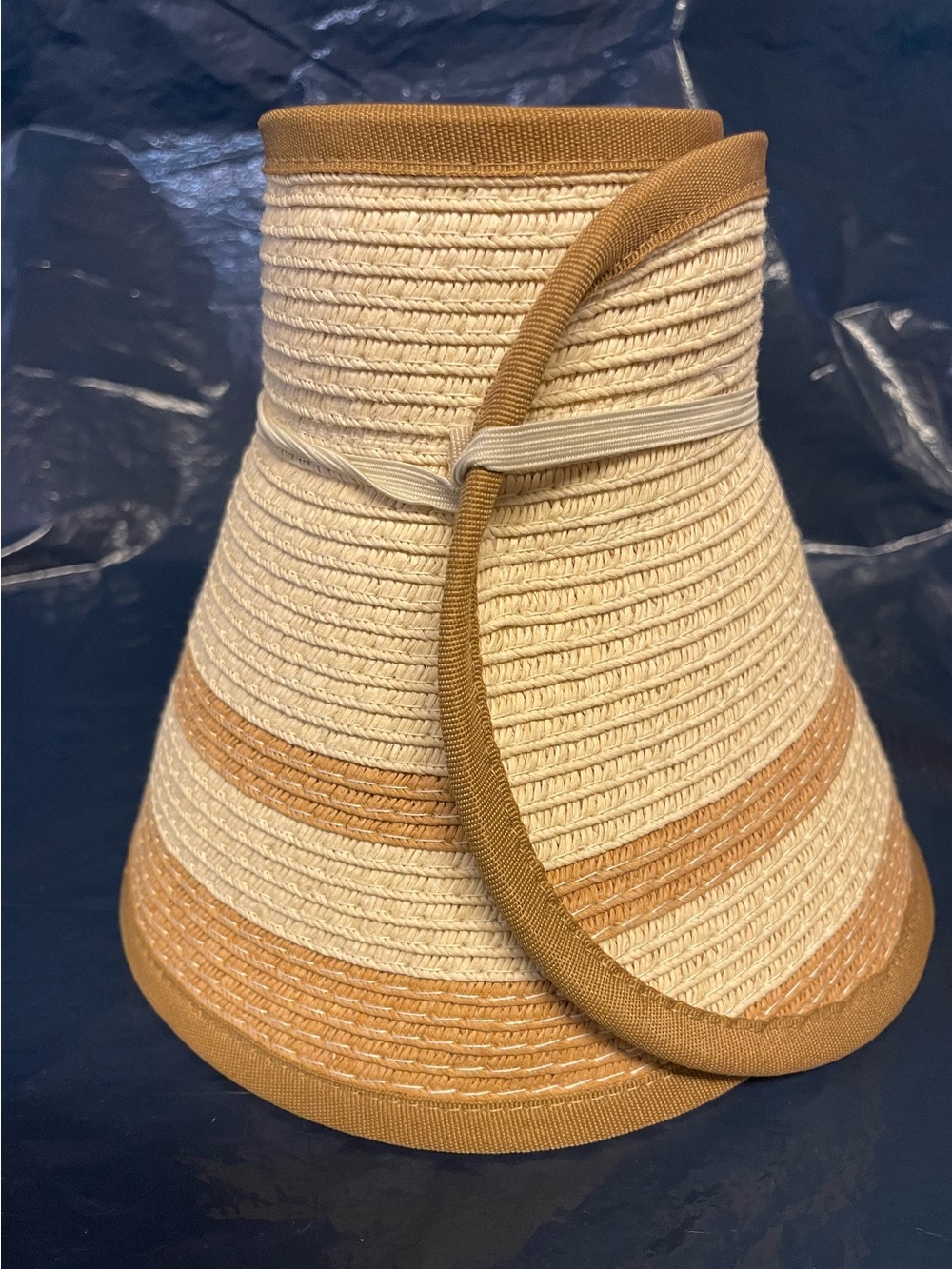 Time and Tru Women's Straw Visor - Cream and Tan Trim